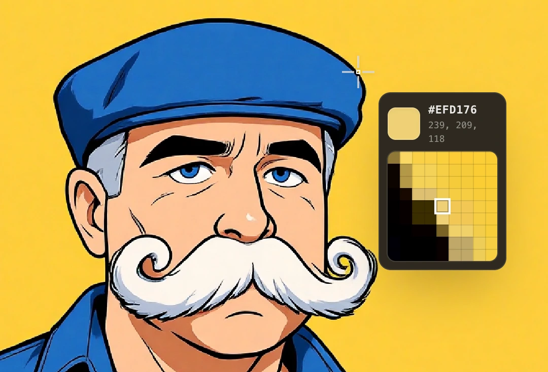 Color picker sampling the yellow background