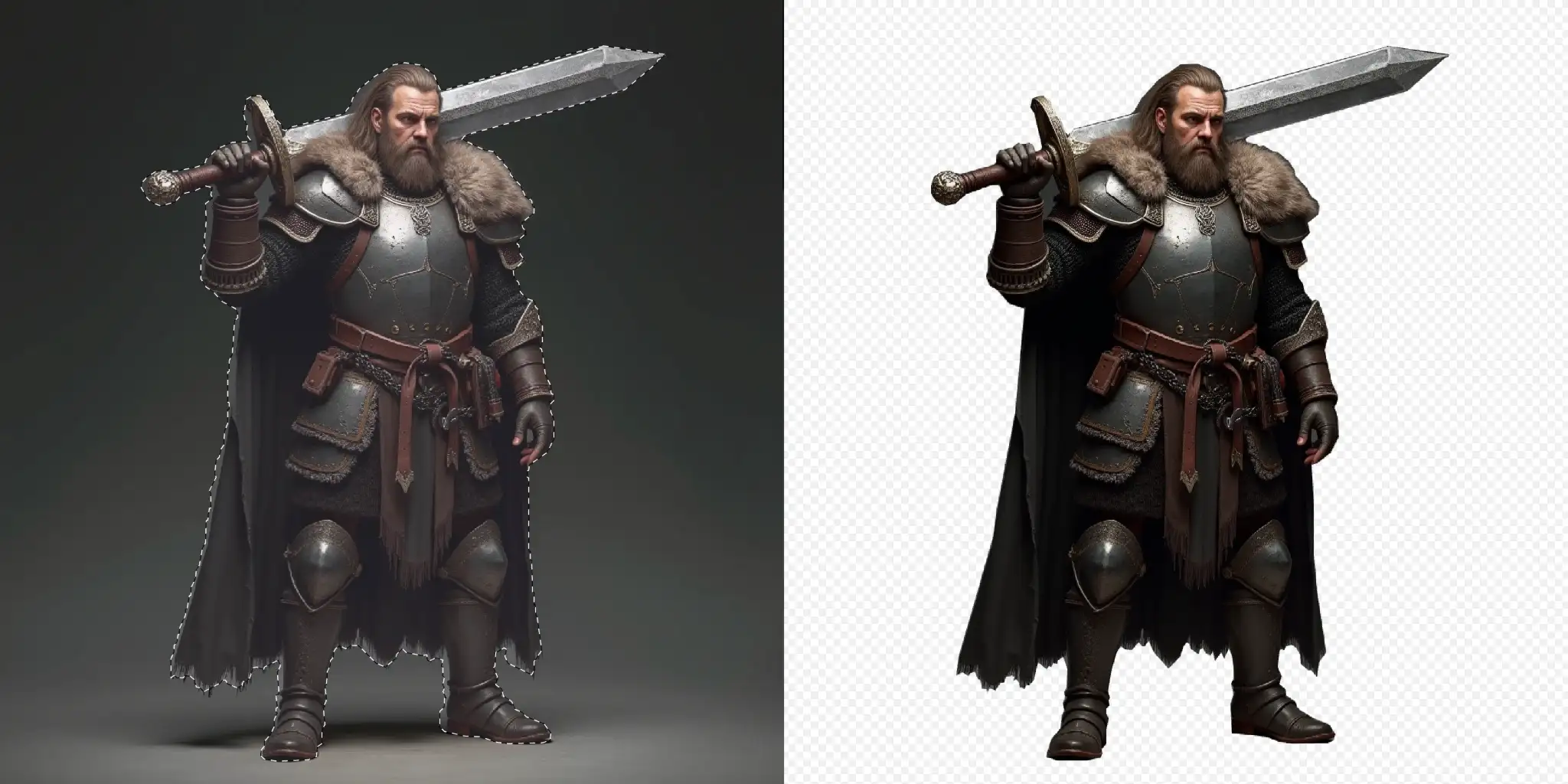 Before and after background removal comparison