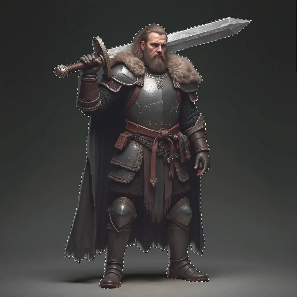 Final result — a warrior character with transparent background, ready for Roll20